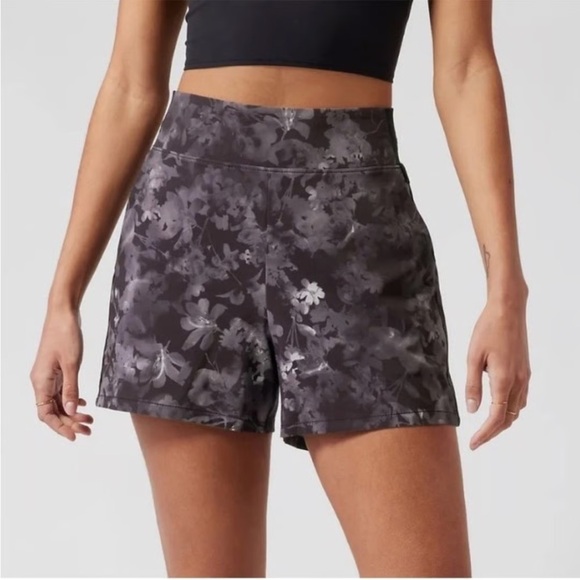 Athleta Pants - Athleta Black Floral Athletic Shorts